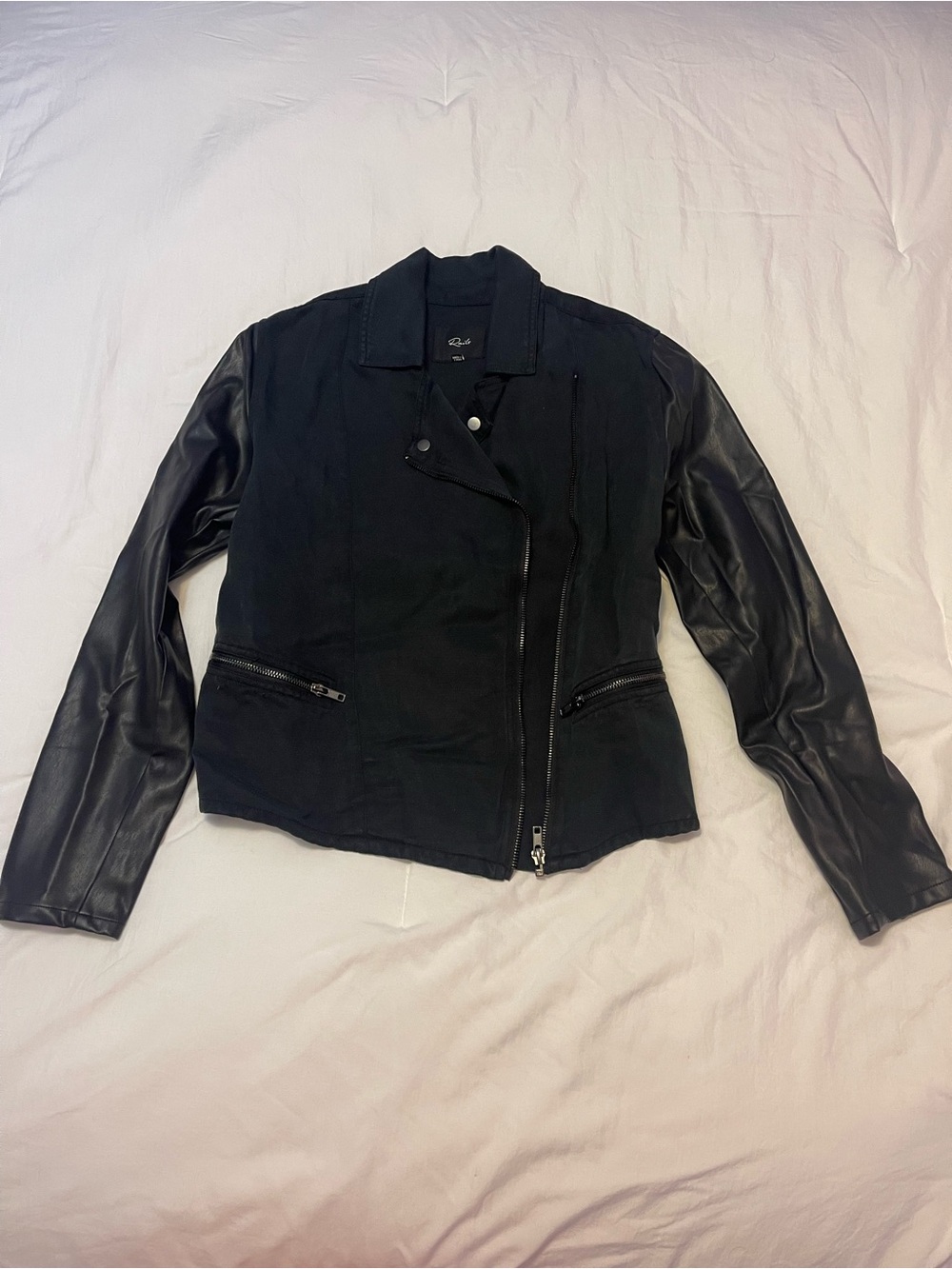 Rails Black Mixed-Media Moto Jacket